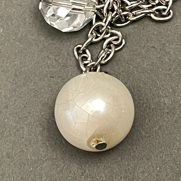 Lane Bryant Silver-tone White Faux Pearls Rhinestones Women's Fashion Necklace - Picture 4 of 4